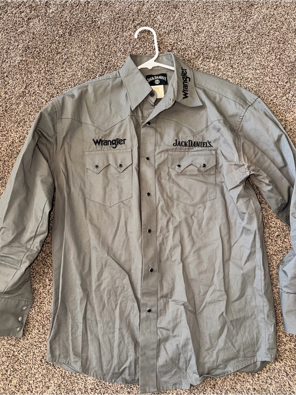 Wrangler Jack Daniels Gray Jack Daniel's Embroidered Western Shirt